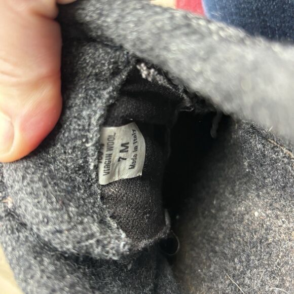 CATER Italy Black Leather 100% Virgin Wool Chunky Lug Sole Oxfords 7M 39 - Picture 11 of 14